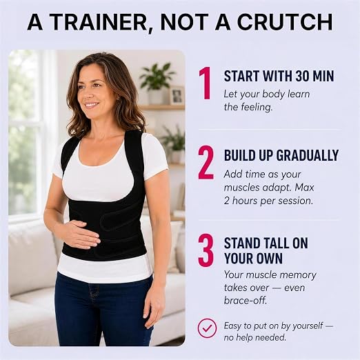 Fit Geno Back Brace Posture Corrector for Women and Men, Shoulder Straightener, Adjustable Full Back Support, Upper and Lower Back Pain Relief - Scoliosis, Hunchback, Thoracic, Spine Corrector (L)