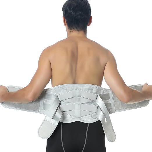 NeoTech Care Back Belt Support for Men or Women - Breathable & Adjustable Lower Back Brace - Double Pull Compression Straps (Gray, Size XXL)