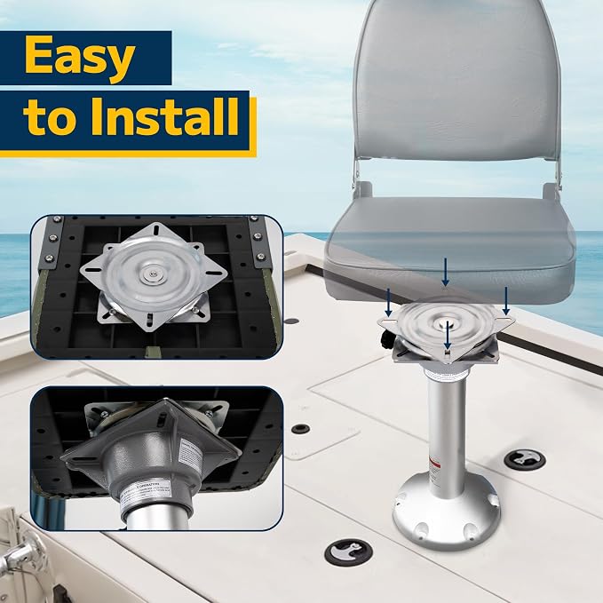marinexplore Boat Seat Swivel,Stainless Steel Seat Swivel Mount Base for Bass Jon Boat,Bar Stool,Chair