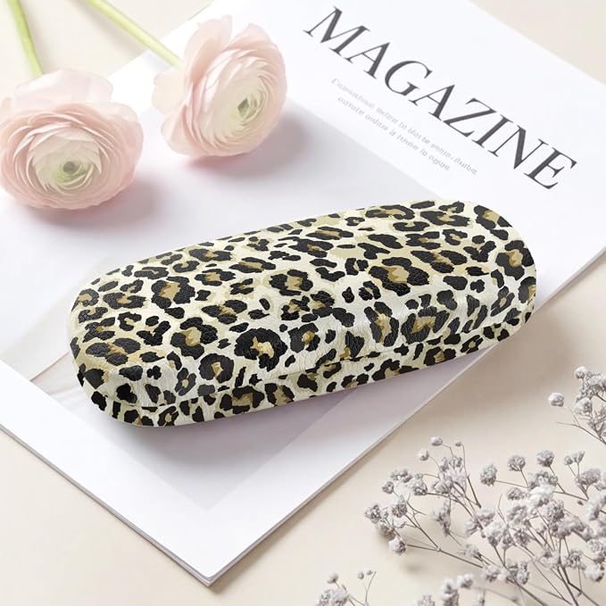 Glasses Case Hard Shell, Leather Protective Case for Sunglasses with Cleaning Cloth, Cute Eyeglass Cases for Women