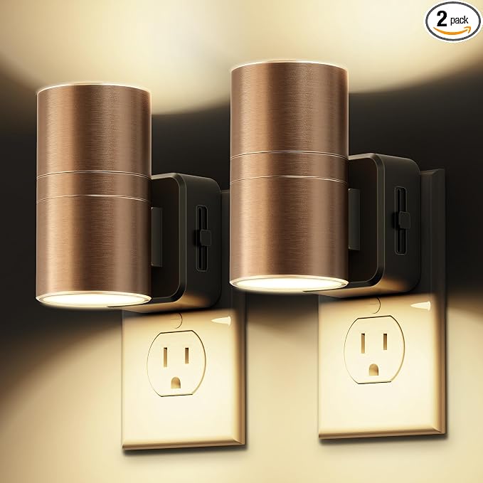 L LOHAS LED Night Light, 2 Pack Night Lights Plug into Wall, Automatic Dusk to Down Nightlight, 3000K Soft White 0-100LM Dimmable Modern Nightlight for Kids Bedroom Hallway