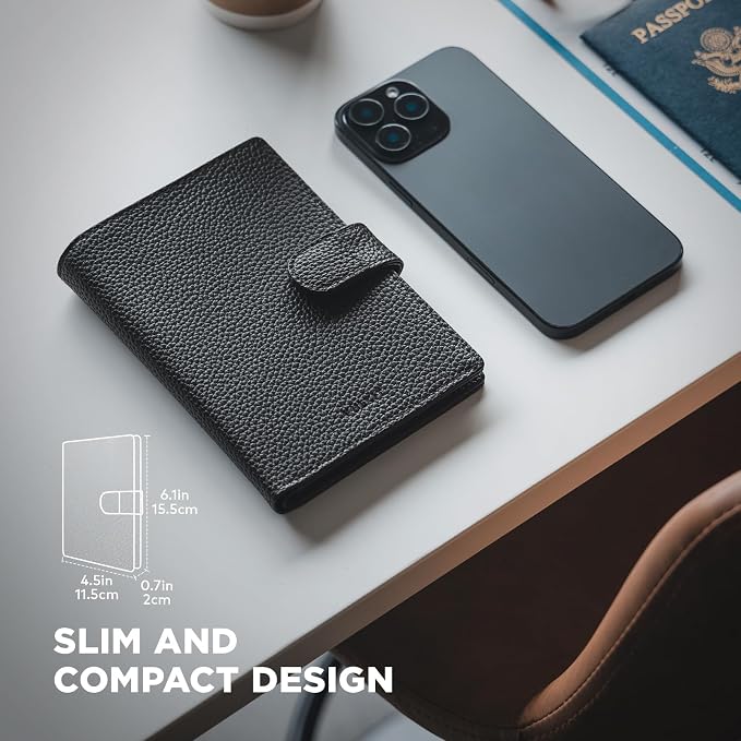 VULKIT Dual Passport Wallet for 2 Passports Airtag Holder RFID Blocking Travel Wallets