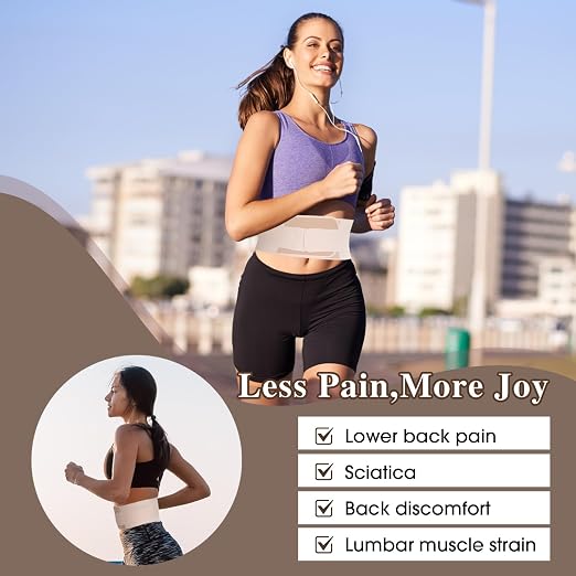 Back Brace for Support Lower Back/Relief Back Pain, Breathable Back Belt for Women & Men, Lightweight Under Clothes Lumbar Support Belt - XL Beige Fit for 165-198 Lbs