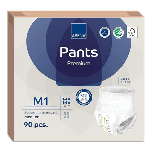 Abena Premium Incontinence Protective Underwear, Abena Pants, Pull-ups, Moderate Absorbency, Level 1, Medium, 90 Count