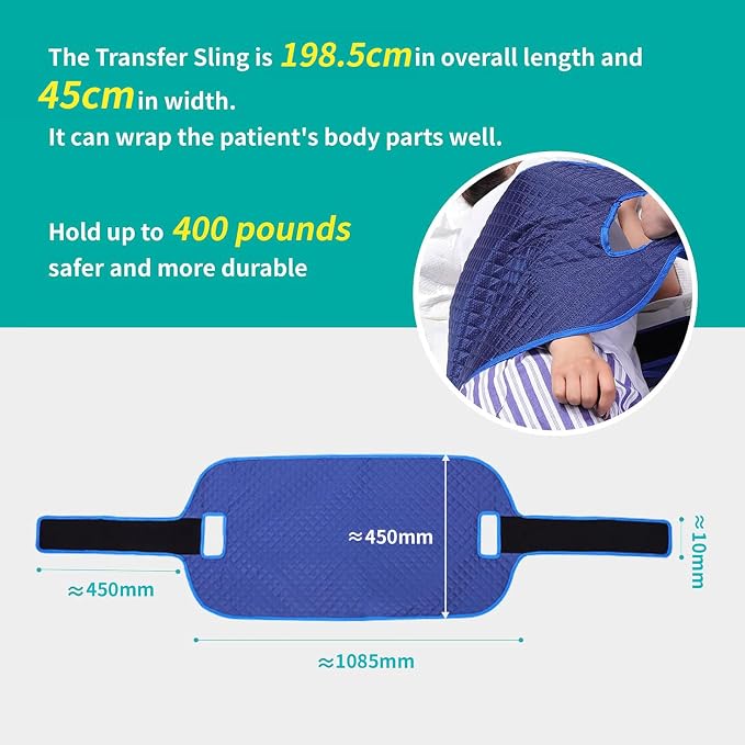 Patient Turning Device Belt,Elderly Bed Transfer Sling,Transfer Nursing Sling for Patient,Elderly Safety Lifting Aids,Turn Over Aids with Touch Fastener,Patient Care Back Lifting Strap,17.7in×78.15in