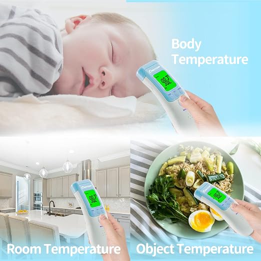 Berrcom Infrared Forehead Thermometer for Adults and Kids | Non-contact digital thermometer with fever alert, LCD, touchless for home, fast & accurate
