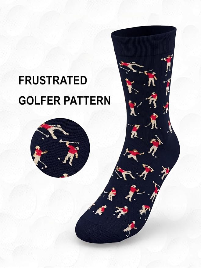 KIOMY Sock with Frustrated Golfer Design, Funny Golf Socks for Men, 1 Pair per Pack - Size 8-13