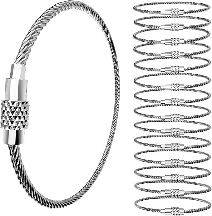 15 Pack 6 Inch Stainless Steel Wire Keychain Cables with Plastic Sleeve, Heavy Duty Wire Key Rings Loops for Luggage Tags ID Tag Keepers Keys Kitchen Utensils Duster