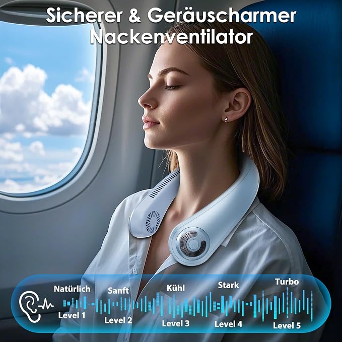 Portable Lightweight Neck Fan with Neck Support, Birthday Gifts for Men Women Dad Mom, Rechargeable Personal Wearable Cooling Neck Fans for Hot Flashes, Disneyland, Travel, Camping Essentials