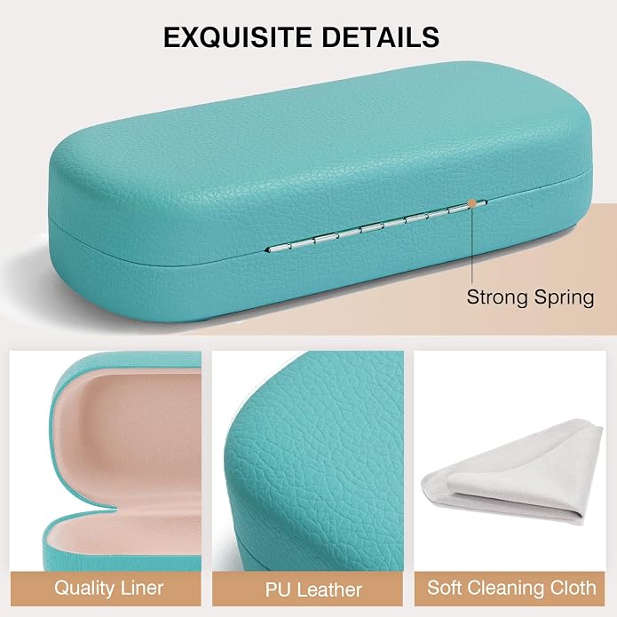 Marvolia Glasses Case Large Hard Shell Eyeglasses Case PU Leather Protective Case for Sunglasses Eyeglasses