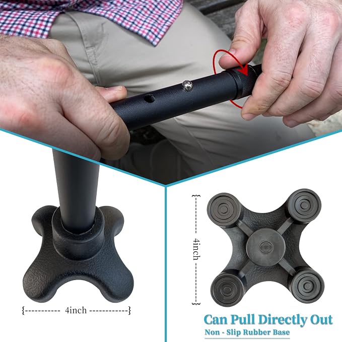 Walking Cane Foldable for Men & Women Seniors for Balance,Self Standing Folding,Height Adjustable Anti-Slip Lightweight Alloy Walking Stick for Travel Mobility Aid