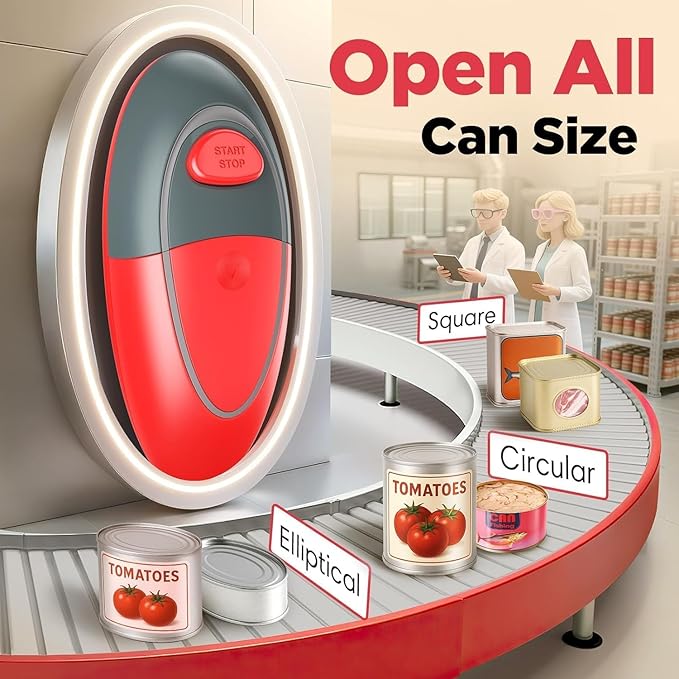 Electric Can Opener Fits Almost All Can Sizes for Seniors with Arthritis, Hand Held Battery Operated Can Opener with Smooth Edge, Food Safe Kitchen Gadgets Automatic Can Opener for Kitchen
