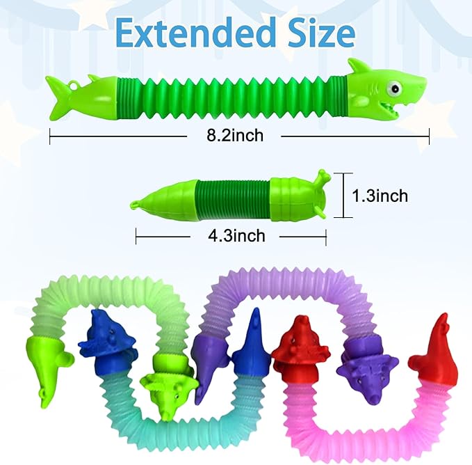 Pop Tubes Fidget Toys 24 Pcs,Party Favors Supplies Birthday Gifts for Kids Adults,Christmas Stocking Goodie Bag Stuffers,Sensory Toys for Anxiety ADHD Stress Relief,Treasure Box Toys Classroom Prizes