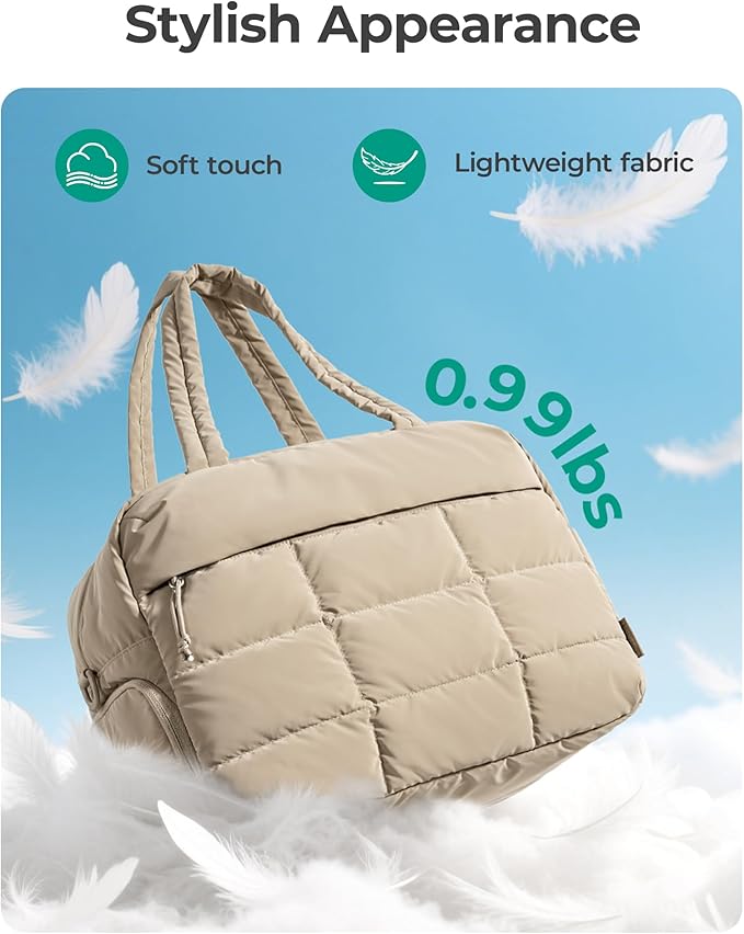BAGSMART Gym Bag for Women, Carry on Travel Duffel Bag, Water-resistant Weekender with Shoe Compartment for Gym Travel Work, Chocolate, Medium