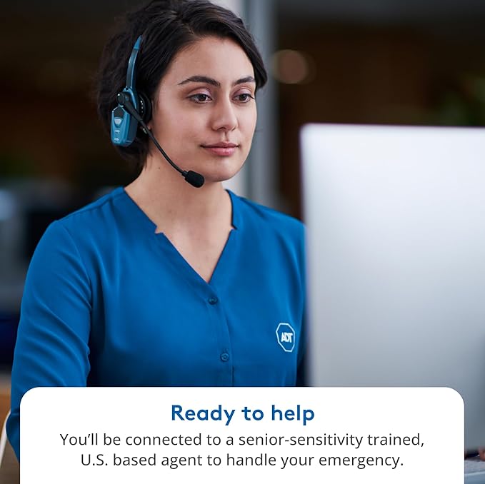 ADT Medical Alert Plus - in-Home Medical Alert System for Seniors - Cellular 4G Coverage, 600ft Pendant Range, Home Temperature Monitoring, 24/7 U.S. Based Monitoring (Neck Pendant)