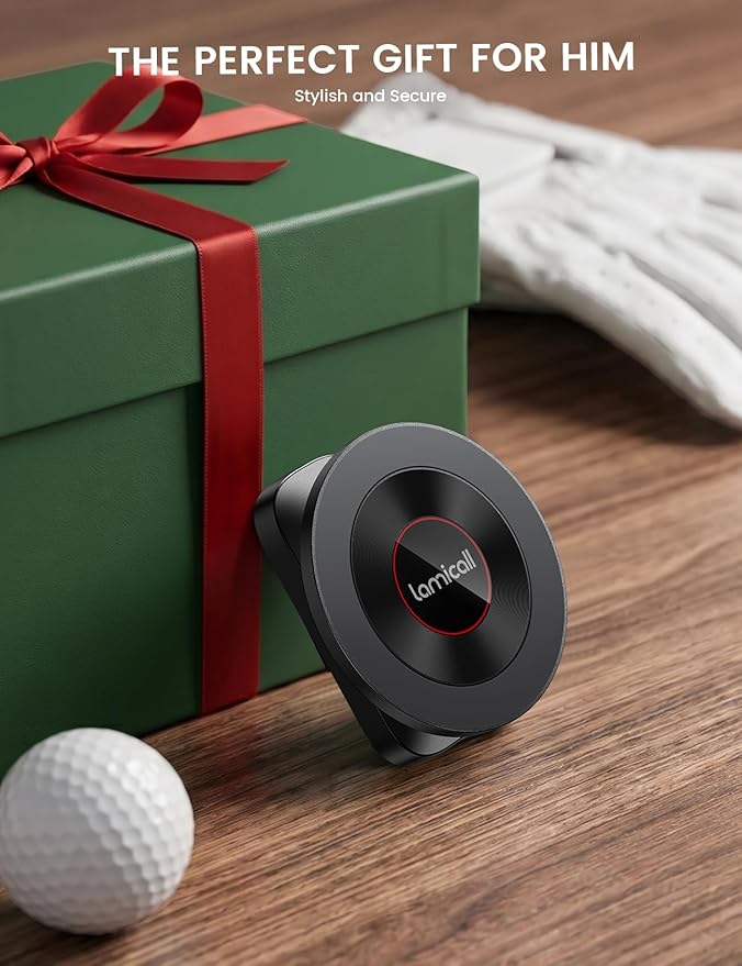 Lamicall Magnetic Golf Cart Phone Holder Strongest N55 Magnet Alloy Build | Unique Golf Accessories Gift for Men Dad Husband 360° Pocket-Sized for Magsafe Phone Holder for Gym Fits EZGO Club Car Yamaha