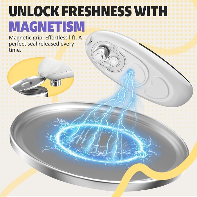 Electric Can Opener, One-Touch Automatic Can Opener Easy Side Cut All Can Sizes with Smooth Edge, Handsfree Battery Operated Kitchen Gadget Safe for Seniors & Arthritis