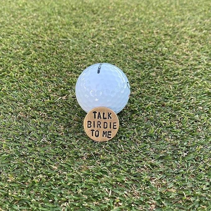 Funny Golf Ball Marker, for Men Adult Humor Novelty Golf Ball Markers with Funny Words, Unique Golf Gag Gifts for Men or Womsen Golfer, 4pcs Brown