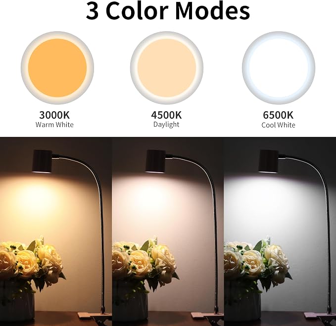 Dott Arts Desk Lamp,USB Clip On Light with 3 Color Modes,LED Reading Lamp | 360° Gooseneck Book Light,Eye-Care Reading Light for Home Office,10 Brightness Headboards Pink