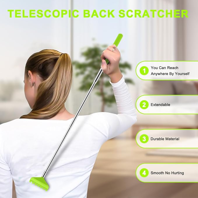 6 Pack Back Scratcher, Stocking Stuffers for Women Men Teen Girls | Prizes for Adults, Birthday Bulk Christmas Gift, Mothers Fathers Day Dad Gifts, Easter Basket Stuffers (Green)