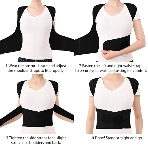 Back Brace Posture Corrector for Women and Men Full Support for Posture Correction & Scoliosis Hunchback Corrector de Postura para Hombre y Mujer Upper Thoracic Back Straightener Black, XX-Large