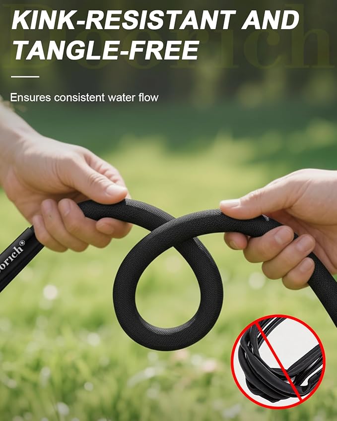 Garden Hose, Lightweight, Ultra Flexible, Durable, Kink-Free Water Hose - Made of TPU, Drinking Water Safe Material, Non-Shrinking, Easy to Store, All-Weather, Black (100 FT)