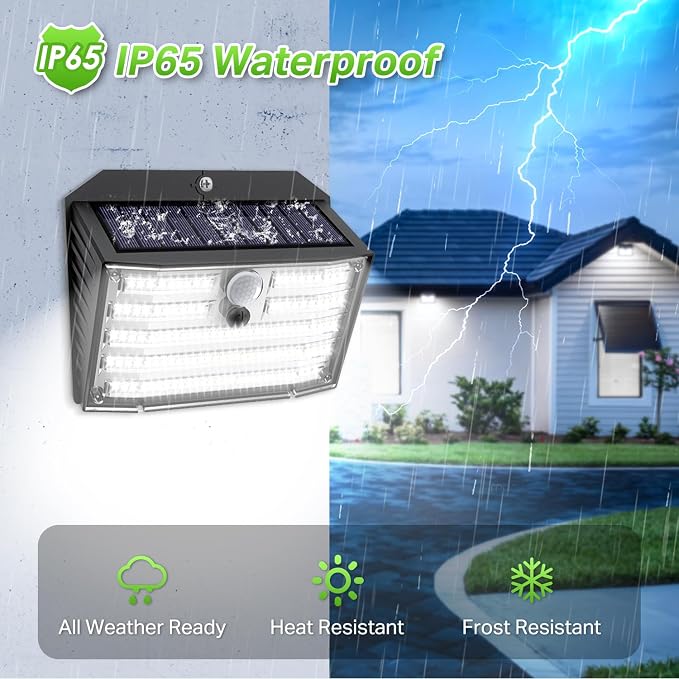Solar Motion Lights Outdoor, Ultra Bright Solar Fence Lights with Motion Sensor, IP65 Waterproof Security Light 3 Modes, 270° Lighting Angle, Wall Lights for Deck Patio Fence Garage Door (6 Packs)