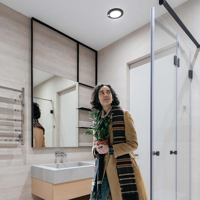 ZAGO LED 6" 120 Volts Closet Light Wired, PIR Motion Sensor Ceiling Disc Light, 15W, 1100 Lumens, CRI>80, 5CCT Daylight White for Closet, Laundry, Garage, Pantry, Wet Location, ETL, White, 2 Packs