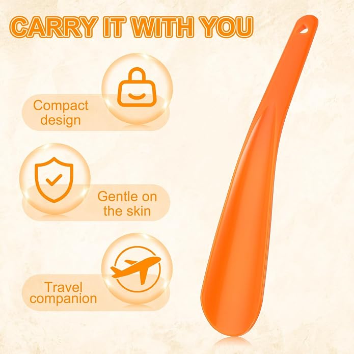 HARFINGTON Shoe Horn Plastic Straight Handle Shoe Helper Metal Shoehorns for Women Men Seniors Boots