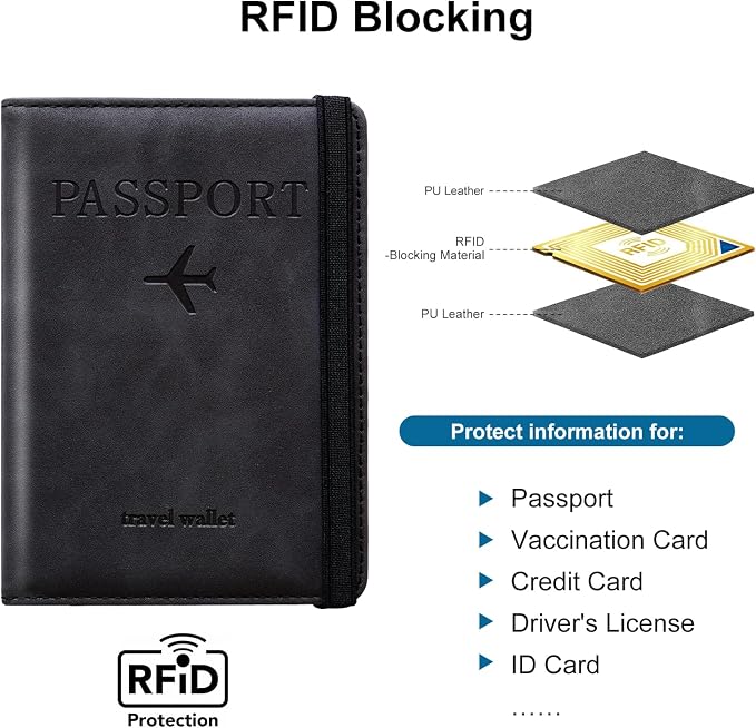 Passport Holder for Travel Women and Men RFID Passport Holder with Card Slots Holder Passport Case Passport cover Passport Wallet Travel Essentials and Accessories