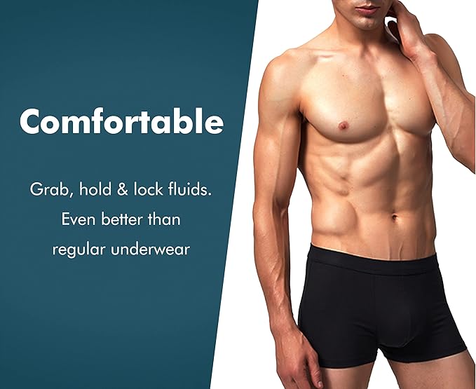 AIRCUTE Washable Urinary Incontinence Underwear for Men, Instant Absorbency, Bladder Leaks Protection Boxer Briefs(60ML) (XXXX-Large)