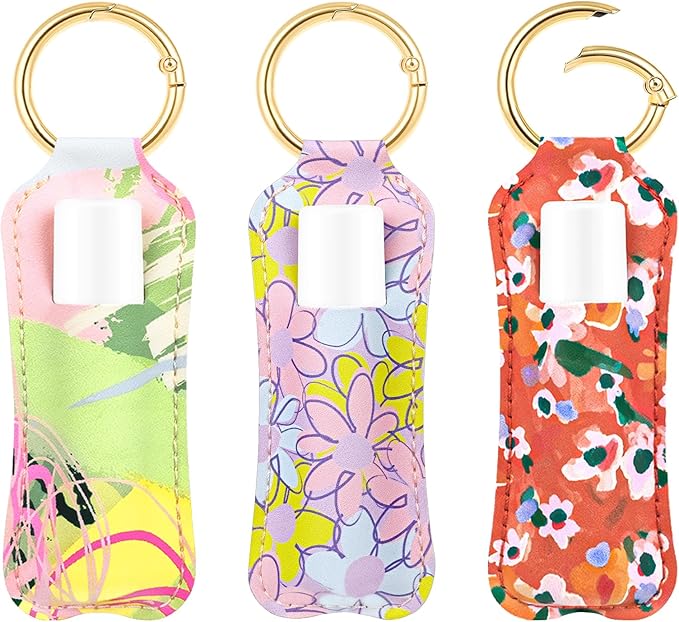 LUCKINEE Lip Balm Holder Keychain for Chapstick Holder Key Chain | Featured with Spring O Ring, Bag Charm Keychain, Great Linking to Purse and Belt Loops, Stocking Stuffers Gift for Women