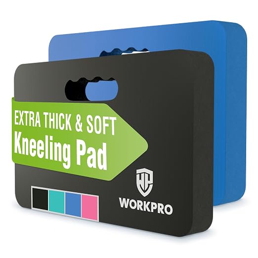WORKPRO Extra Thick Kneeling Pad, 2-Pack, 17.5 x 11 x 1.5 in, Black & Blue | Soft NBR Foam Cushioning for Knee, Large Foam Kneeler Mat for Gardening, Bathing Baby, Exercise, Workout Supplies