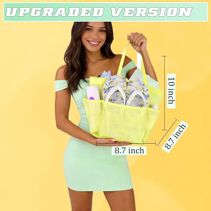 Attmu Mesh Shower Caddy Portable for College Dorm Room Camping Essentials, Shower Caddy Dorm with 9-Pockets, Large Capacity Hanging Basket Bathroom Bag for Toiletry, Swimming, Gym, Camp, Beach