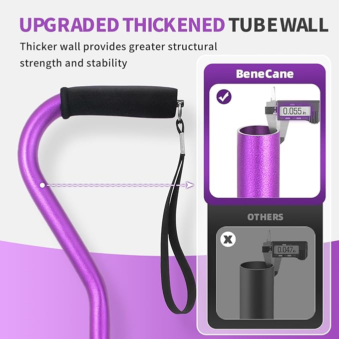 BeneCane Walking Cane for Men & Women Adjustable Cane with Offset Soft Cushioned Handle -Portable Lightweight Sturdy Mobility Walker Aid for Elderly, Seniors Collapsible Cane