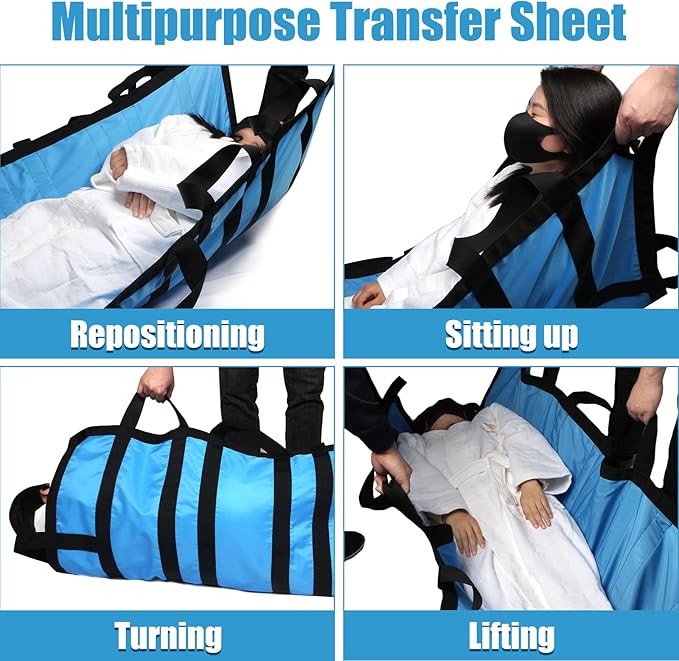 40"x60" Positioning Bed Pad for Elderly with Reinforced Handles Transfer Sheets,Upgrade 550 LBS Load-Bearing, Washable Reusable Easy Lift & Transfer,Slide Sheets for Disabled