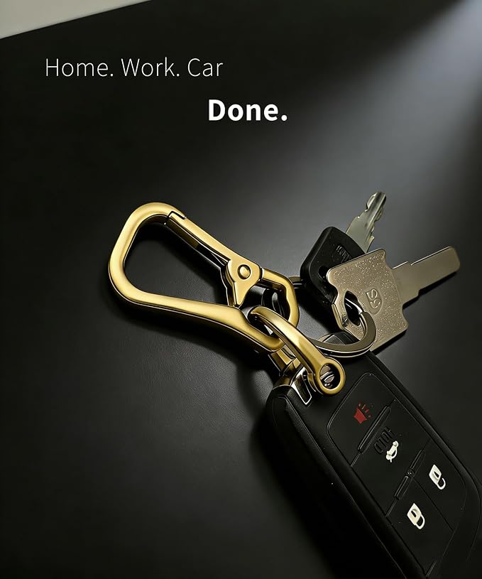 Metal Key Chain Carabiner Clip with Key Ring and D Ring | Heavy duty build, full accessory packs, quick release, multi purpose hook, belt loop holder, separate home and car fob sets