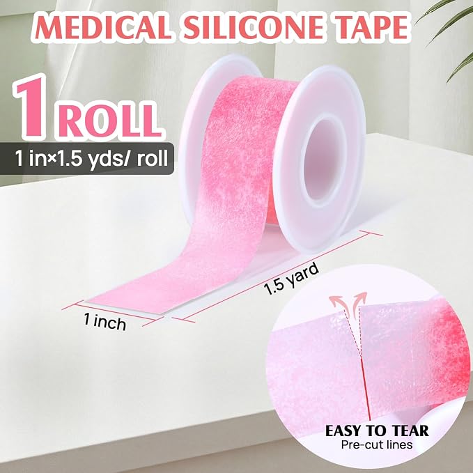 Silicone Medical Tape -1 in × 1.5 yds (1 Roll) Waterproof Tape | Wound Care for Sensitive Skin, Latex-Free, Painless Removal, Reusable for Gauze Pads and First Aid