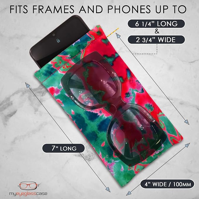 Soft Sunglasses case | Large Glasses Case Holder - Eyeglass Pouch Squeeze Top | Glasses pouch Lightweight Extra Layers