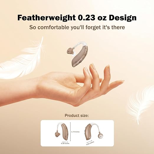 Hearing Aids for Seniors, Rechargeable Hearing Aids for Seniors with 80H Battery Life, Hearing Aid Pair, Noise Reduction DSP Chip, 4 Listening Modes, BTE Hearing Aids for Severe Hearing Loss