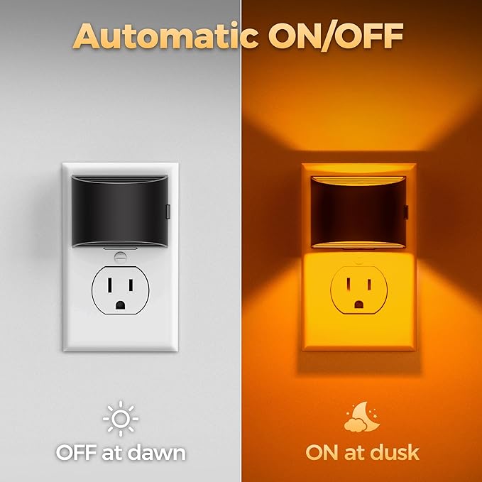 DORESshop LED Night Lights Plug into Wall [2 Pack], Plug in Nightlight, 3 Level Brightness Adjustable Night Light, Dusk to Dawn Sensor, Nightlights for Adults, Bedroom, Bathroom, Hallway, 1800K