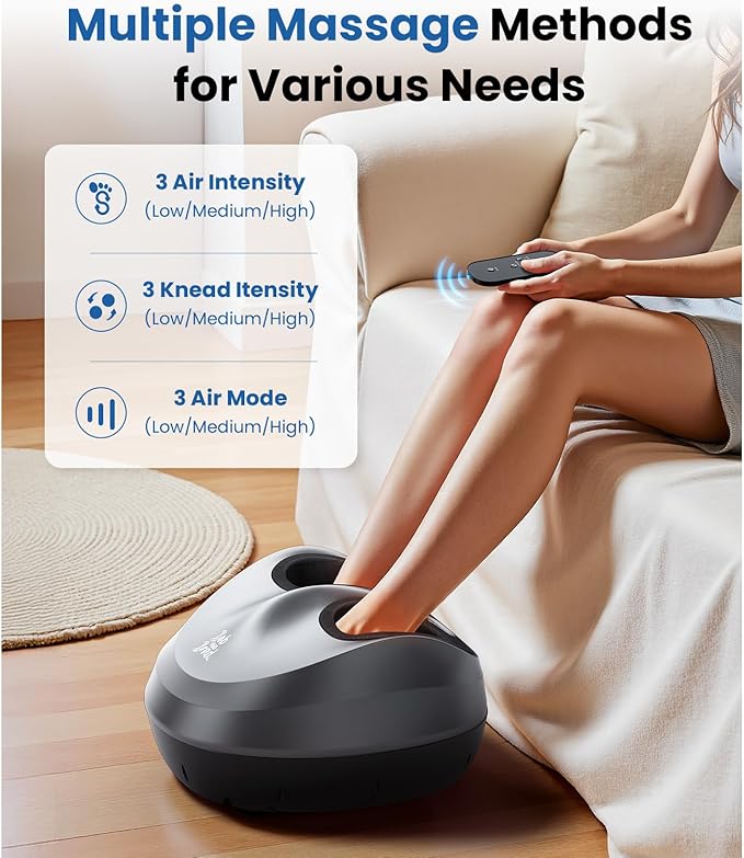 BOB AND BRAD Foot Massager Machine with Heat and Remote, Fits up to Men Size 14, Electric Shiatsu Deep Kneading Foot Massager, Relieve for Plantar Fasciitis and Neuropathy Pain, FSA Eligible