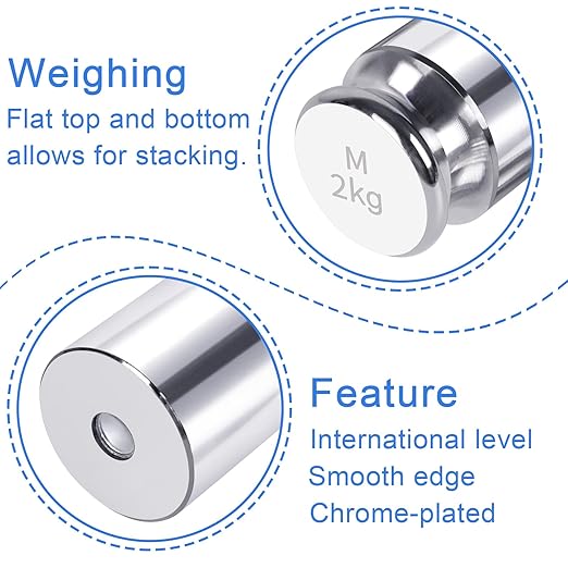 QP 2000g Calibration Weights, OIML Class M1 High Precision Gram Weights, Stainless Steel Scale Calibration Weight for Digital Scale, Balance Scale, Chrome Finish Scale Weights with Storage Case