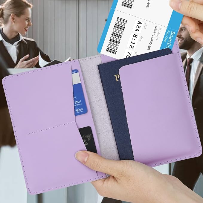 Full Grain Leather Passport Holder Cover for Men and Women Travel, Passport Wallet with AirTag Slot, Travel Must Haves Essentials Genuine Leather Passport Covers Gifts