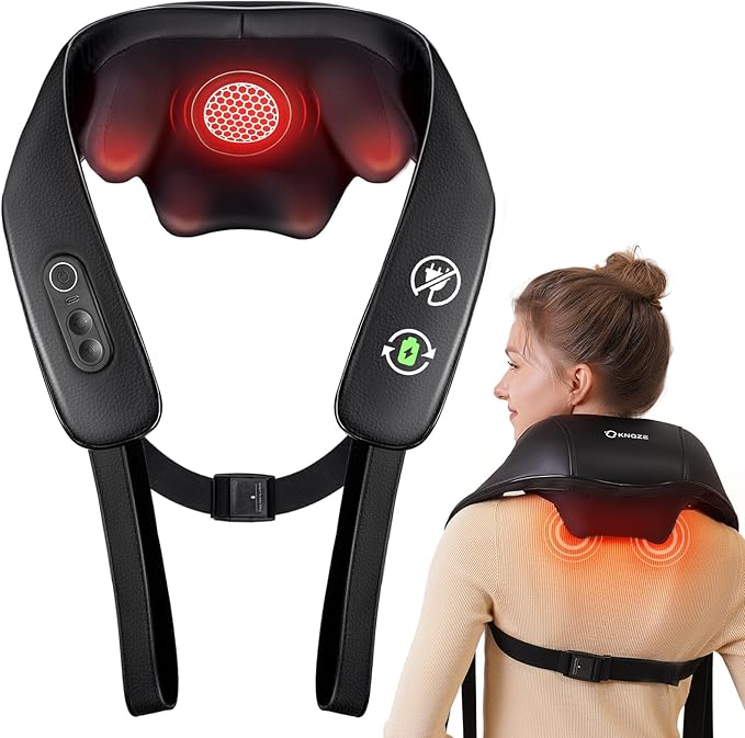 Neck and Shoulder Massager with Heat, Cordless Back and Neck Massager, Upgraded Graphene Heating, 4D Shiatsu Deep Kneading Massage for Shoulder, Back,Leg,Pain Relief, Portable Gifts for Dad Mom Friend