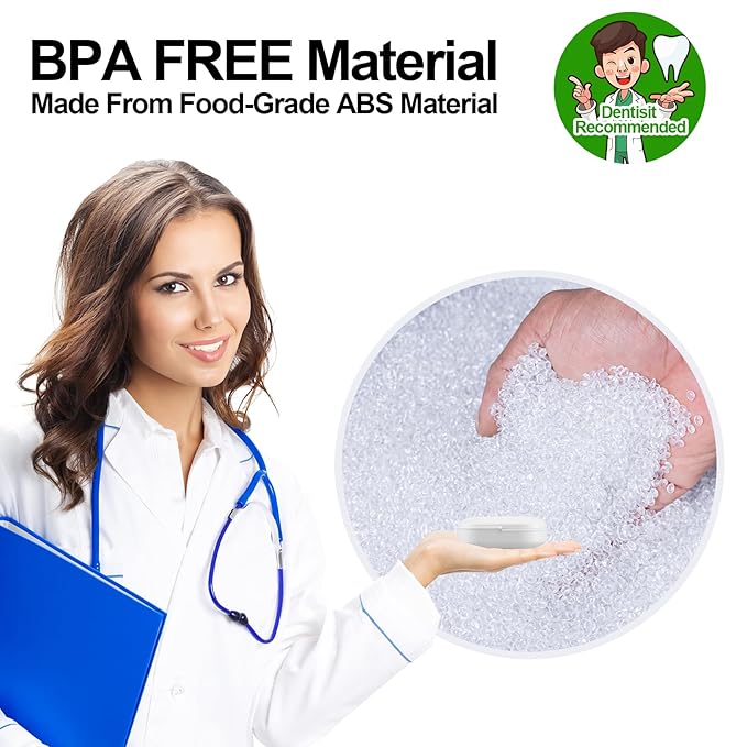 Retainer Case with Mirror and Vent Holes, Cute Retainer Holder Case Compatible with Invisalign, Aligner and Night Guard Case, Slim Retainer Case with Retainer Removal Tool, Chewies & Brush (White)