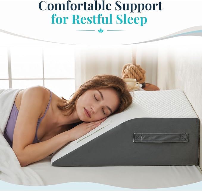 Yojoker Leg Elevation Pillow Blood Circulation, Memory Foam Wedge Pillow for Legs Swelling, Leg Elevation Pillows for After Surgery, Knee Wedge Pillow for Sleeping Back Hip Ankles Relief Dark Grey