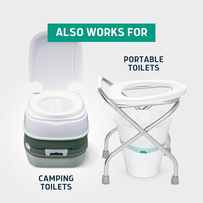 Lunderg Recycled Commode Liners - 100 Environment Friendly Toilet Bags | Medical Grade Bedside Commode Liners Disposable - Universal Fit & Easy to Use - Absorbent Pads Not Included