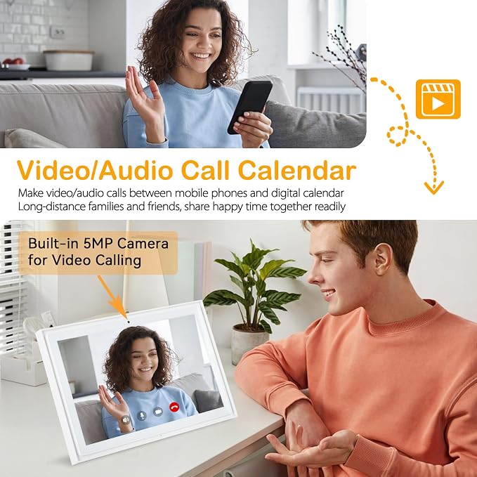 10.1-inch Digital Family Calendar, No Subscription, Video Call, Dual Mount | Calendar Sync, Chore Charts, Meal Planner, HD Photo Frame, Small Space Fit