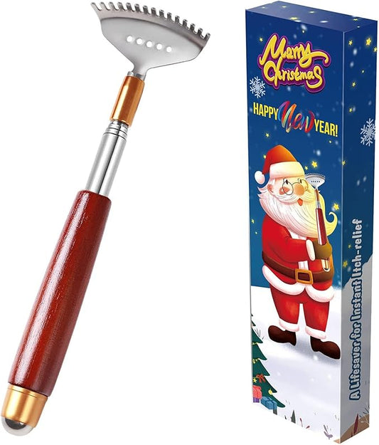 Back Scratcher, Long Back-Scratcher Extendable for Women Men Adults, Wide Claw/Solid Handle/Massage Roller, Portable Metal Head Body Hand Scratcher Massager
